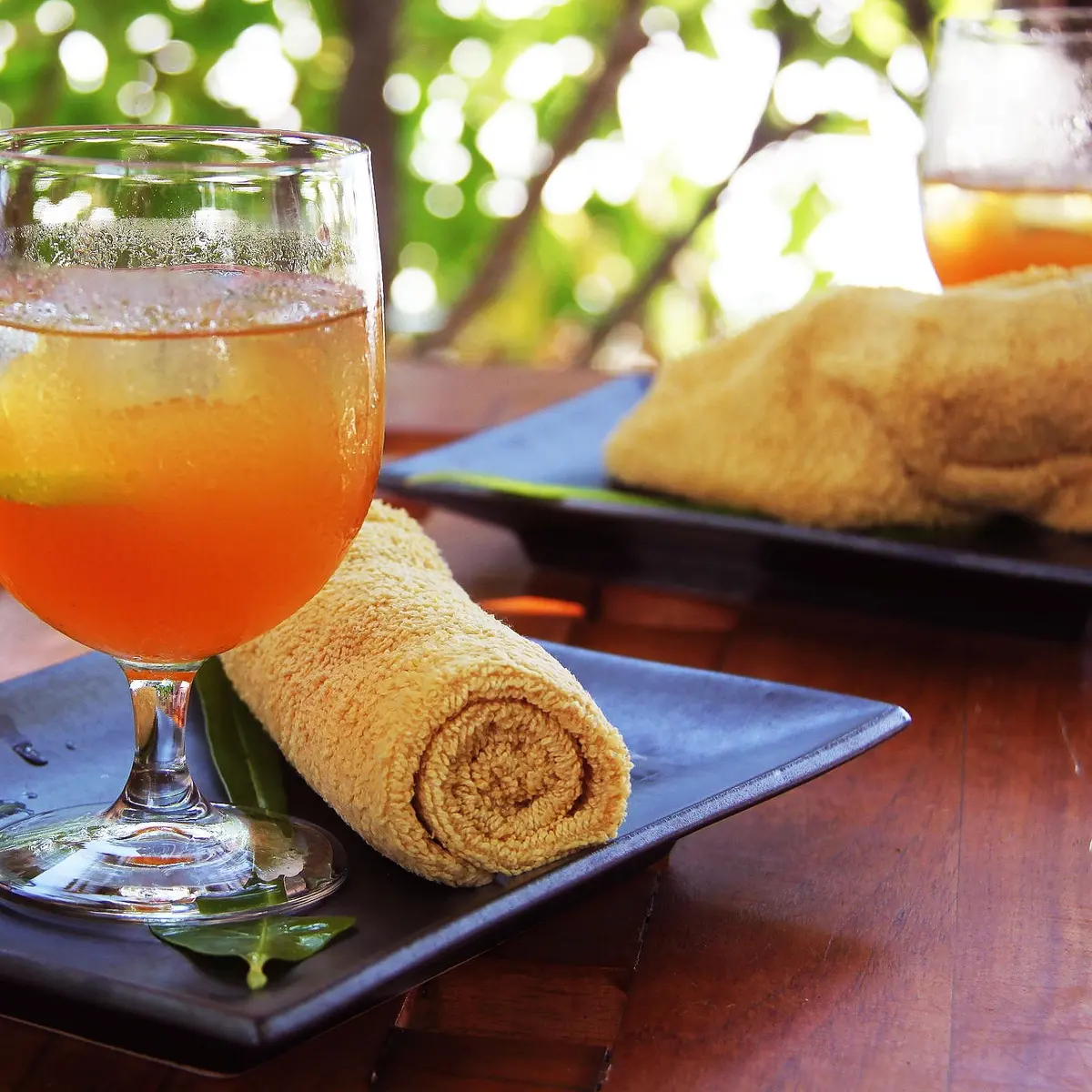Chilled drink on a wooden table